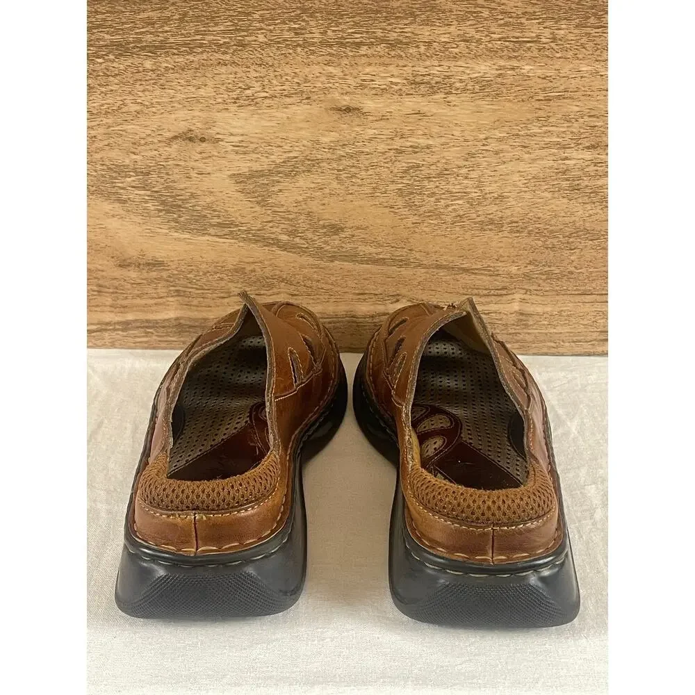 Born Brown Leather Closed Toe Clog Sandals Slip On Men's Size 10 / 42M